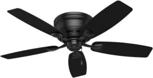 Hunter Fan Company 53118 Hunter 48 inch Sea Wind Indoor Outdoor Low Profile Ceiling Fan, Matte Black Finish